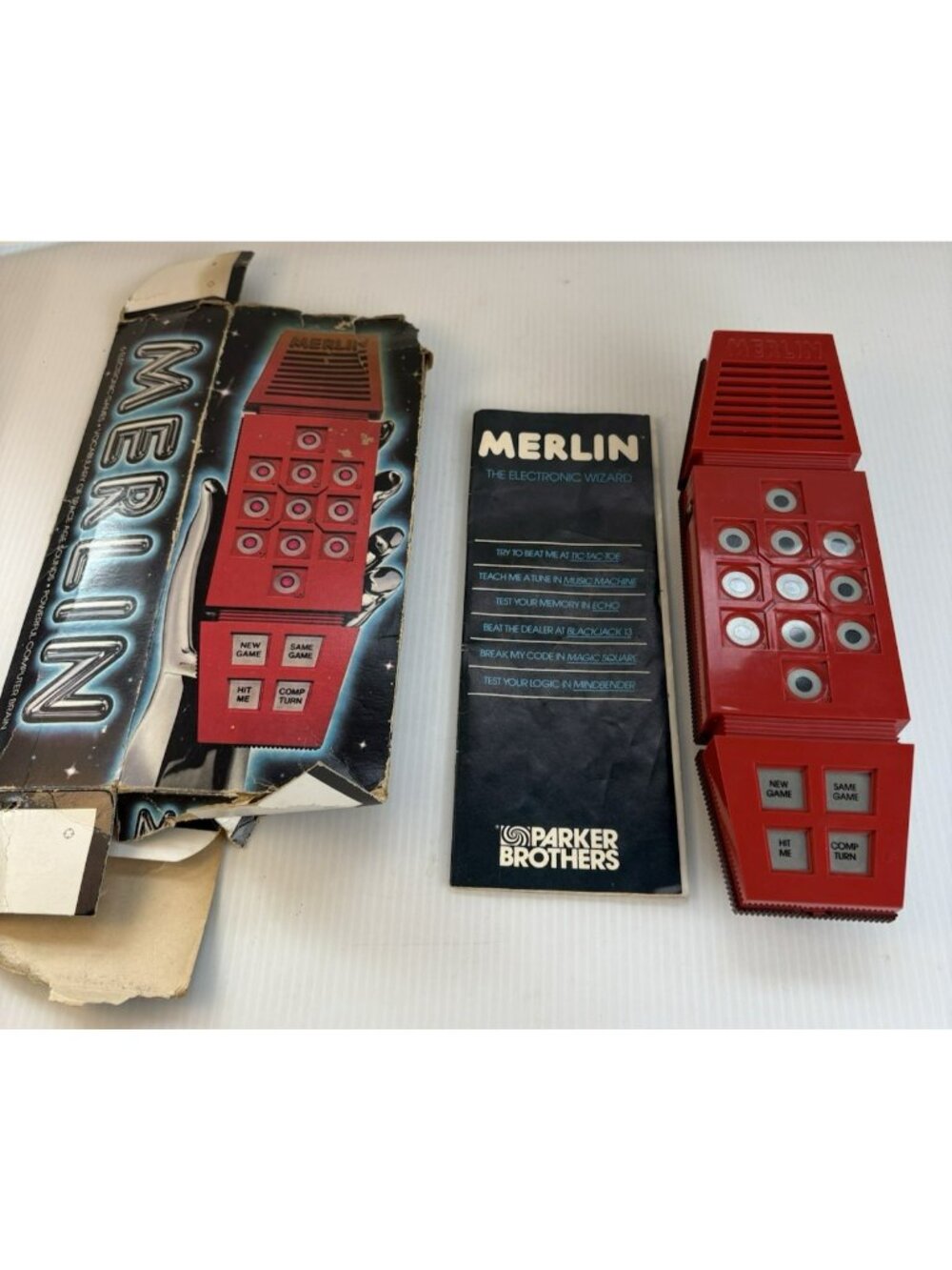 Vintage Parker Brothers Merlin Handheld Electronic Game 1978 - Works! IOB Manual